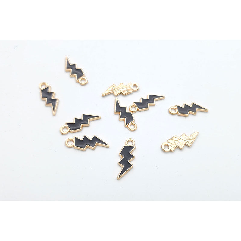 D5. Coloured Lightning Bolt Charm -10pc packs -  3 colours