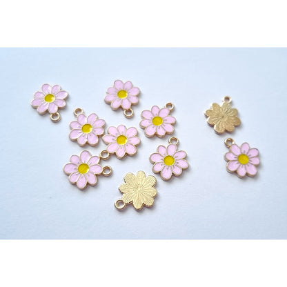 Purple Flower Charm  - KC Gold base - 10pcs