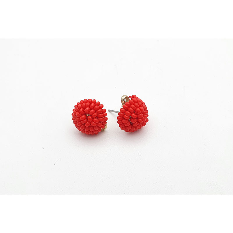 Beaded Earring Stud  - 6pc - 4 colours