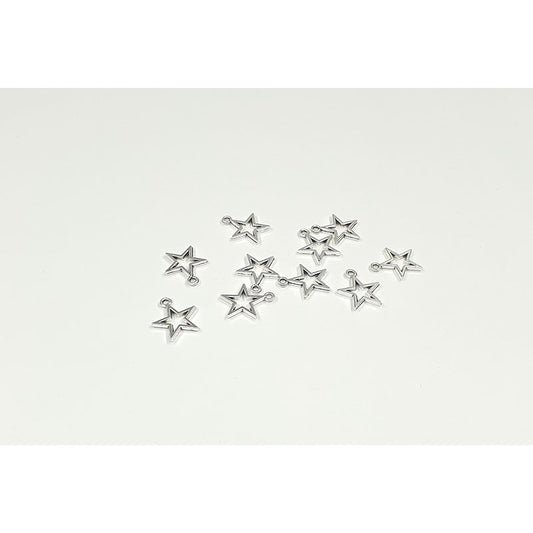 Z5. Star Outline Charm  - Gold & Silver - 10pcs