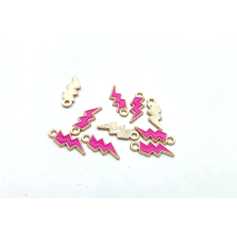 D5. Coloured Lightning Bolt Charm -10pc packs -  3 colours