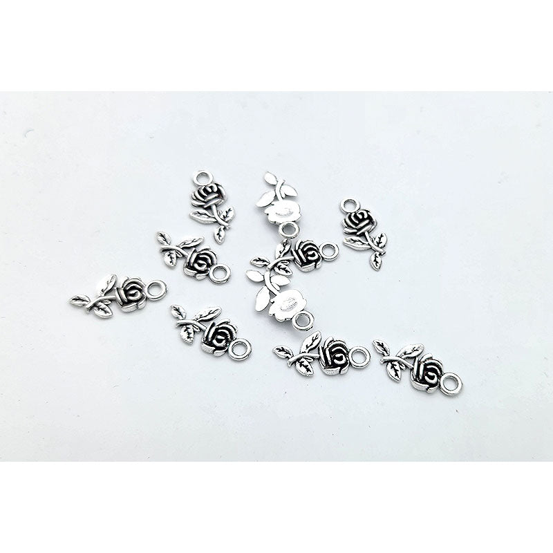 Rose Charm - Gold & Silver - 10pcs