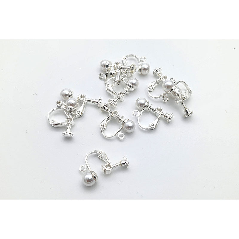 Clip on Pearl Stud- 10pc KC Gold & Silver