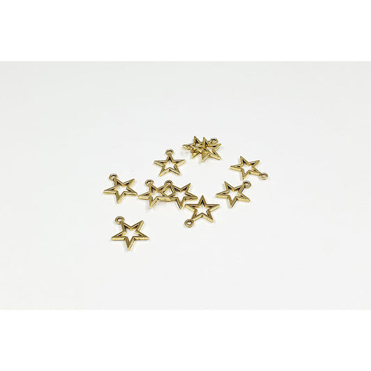 Z5. Star Outline Charm  - Gold & Silver - 10pcs