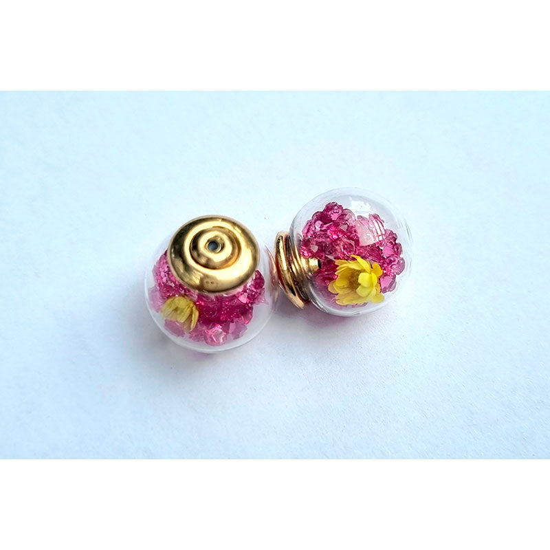 Ball w/Crystals & Flowers Earring Backing  - 4pcs - 5 colours