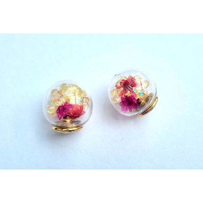 Ball w/Crystals & Flowers Earring Backing  - 4pcs - 5 colours