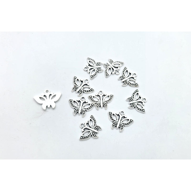 Z8. Silver Butterfly Charm - 10 pcs