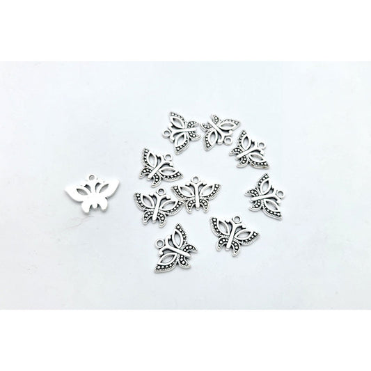 Z8. Silver Butterfly Charm - 10 pcs