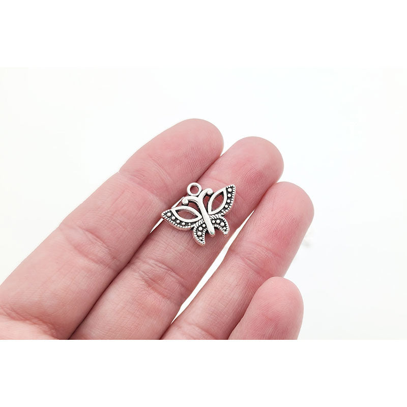 Z8. Silver Butterfly Charm - 10 pcs