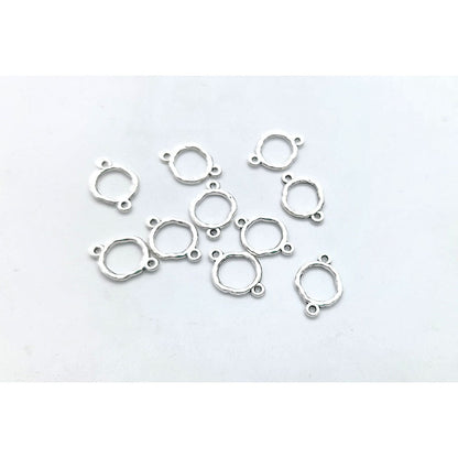 D3. Organic Mini Circle Charm - Silver- 10 pcs