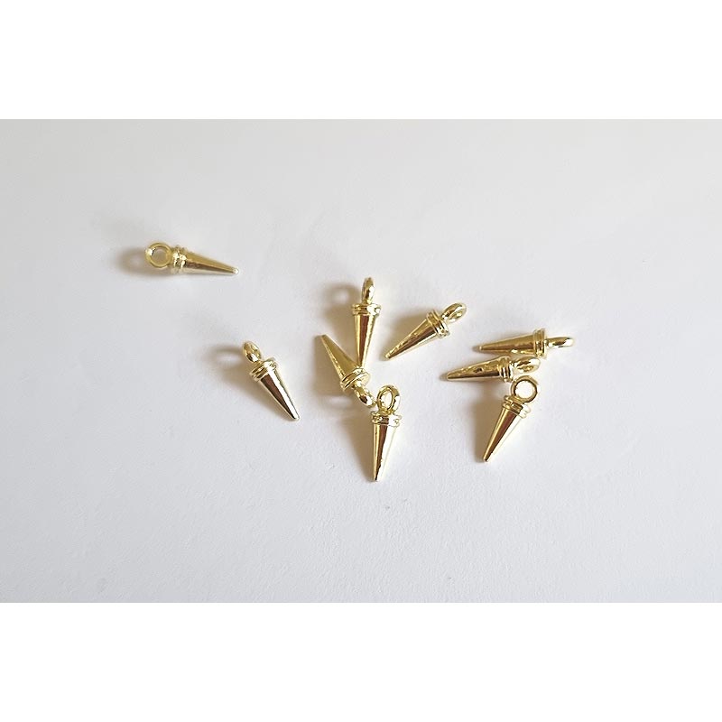 Gold Spike Dangle Charm - 10 pcs