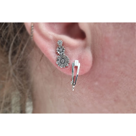 V Style Earring Studs .925 Sterling Silver- 1pr