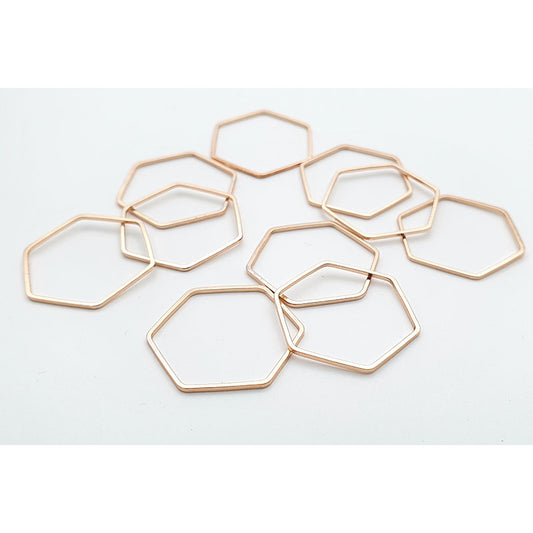 Large Hexagon Cutout Charm  - Gold & Silver - 10pcs