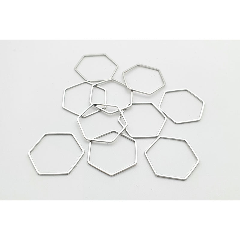 Large Hexagon Cutout Charm  - Gold & Silver - 10pcs