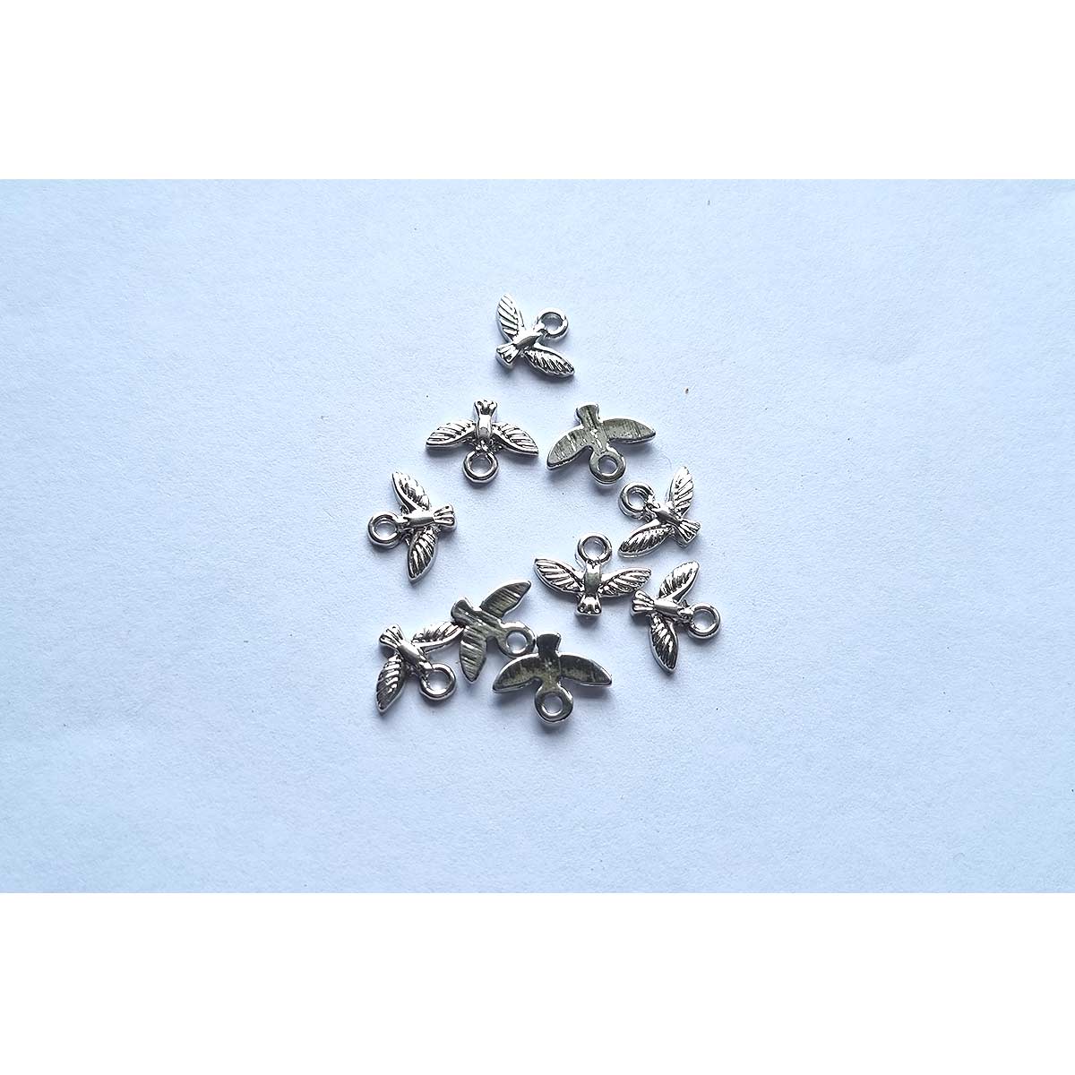 Mini Bird Charm  - Gold & Silver - 10pcs