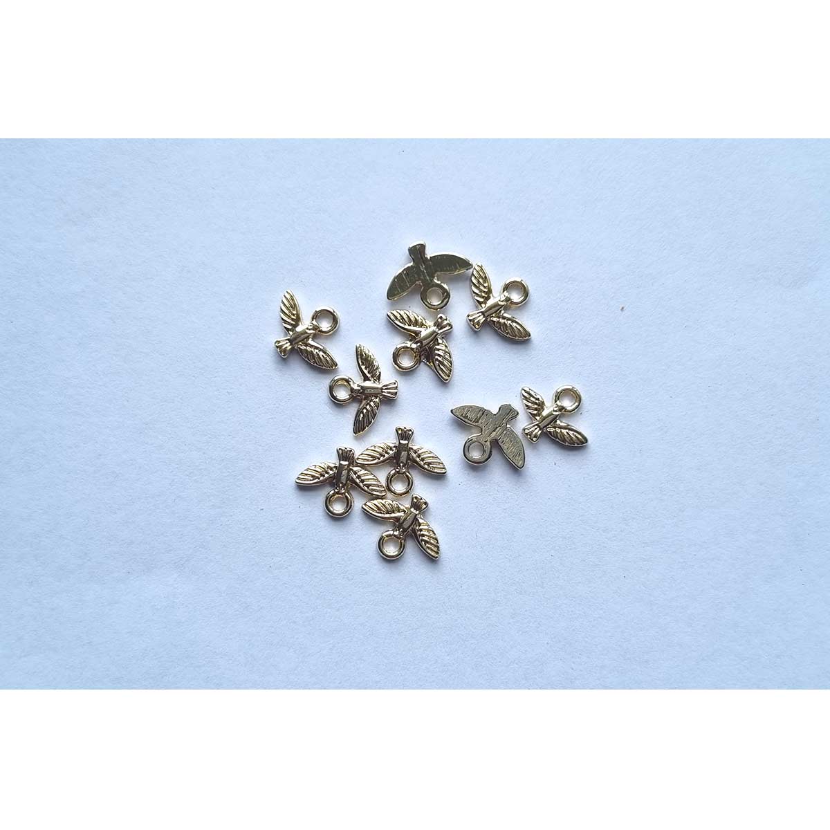 Mini Bird Charm  - Gold & Silver - 10pcs