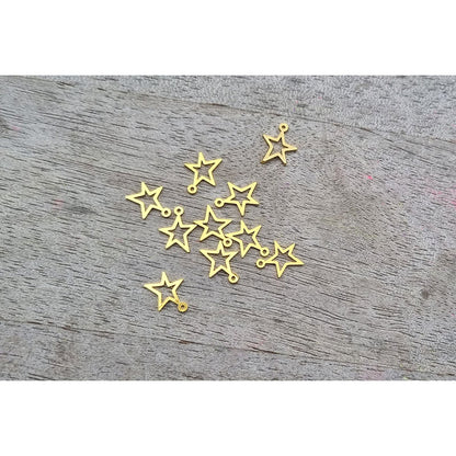 Coated Brass Star Outline Charm - Gold - 10pcs