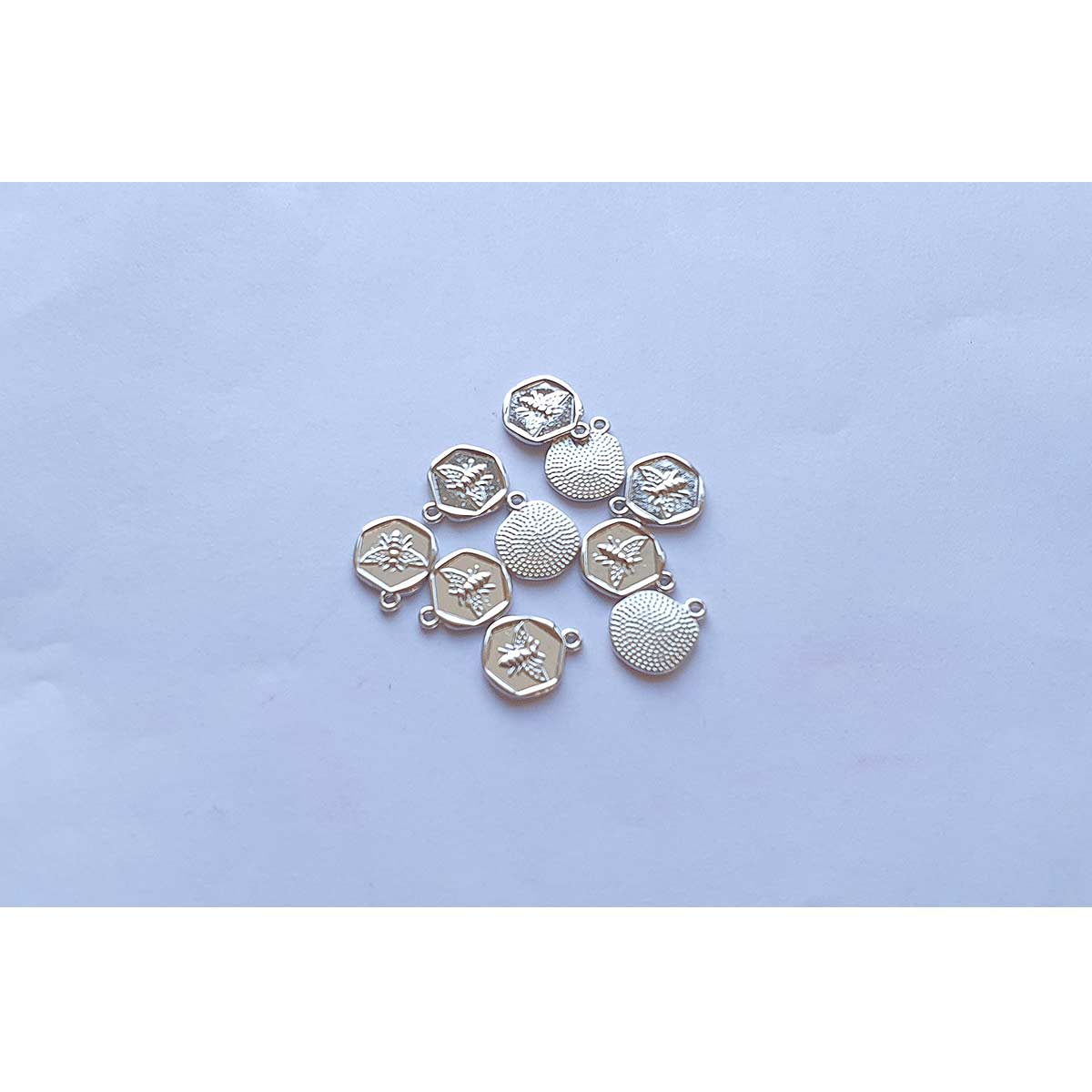 Bee Circle Charm  - Gold & Silver - 10pcs