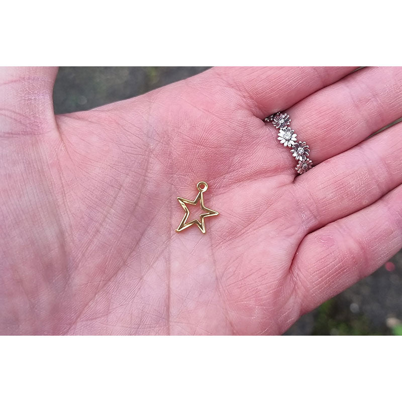 Coated Brass Star Outline Charm - Gold - 10pcs