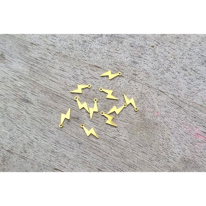 Coated Brass Lightning Bolt Charm - Gold - 10pcs